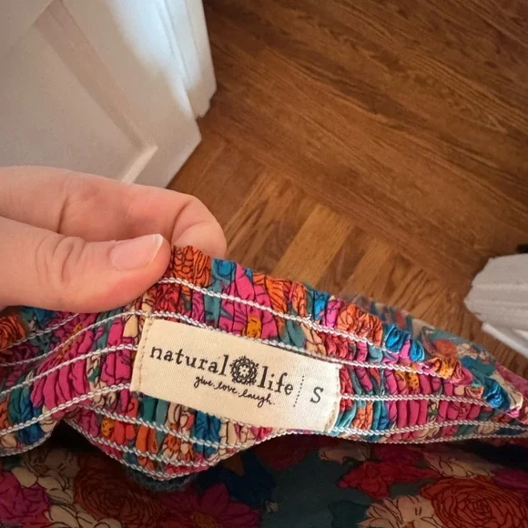 NATURAL LIFE Teal Floral Maxi Skirt with Smocked Waist - Picture 2 of 3